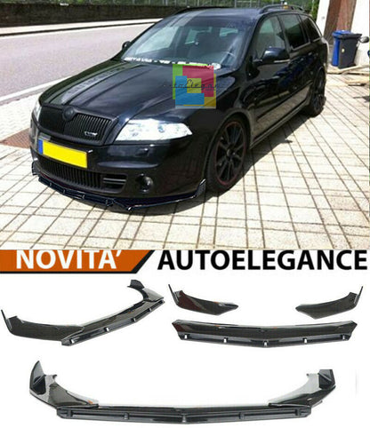 SPLITTER SKODA OCTAVIA MK1 MK2 LIP GLOSS BLACK UNDER BUMPER ABS RS DESIGN 3P