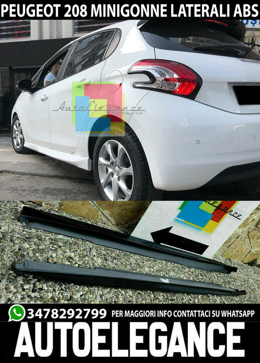 MINIGONNE LATERALI PER PEUGEOT 208 I 2012+ ABS SOTTO PORTA LOOK SPORTIVO