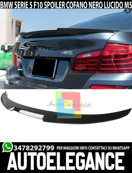 REAR HOOD SPOILER FOR BMW 5 SERIES F10 2010-2017 M5 LOOK ABS GLOSS BLACK