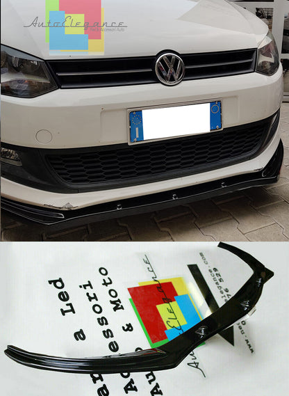 SPLITTER SPOILER SOTTO PARAURTI ANTERIORE PER VW POLO 6R 6C 2009-2016 ABS NERO .-