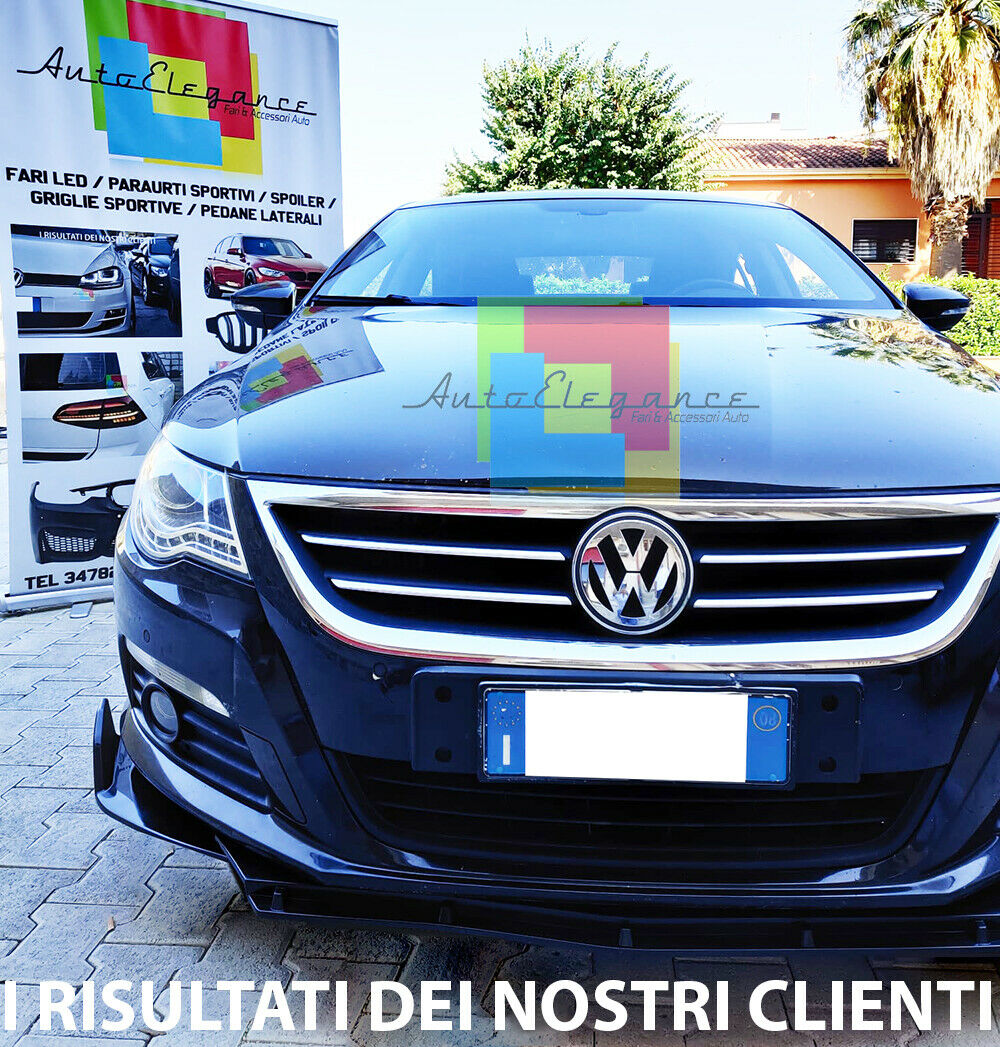 0231 VW PASSAT CC SPLITTER PARAURTI ANTERIORE NERO LUCIDO LOOK RS AUTOELEGANCERICAMBI