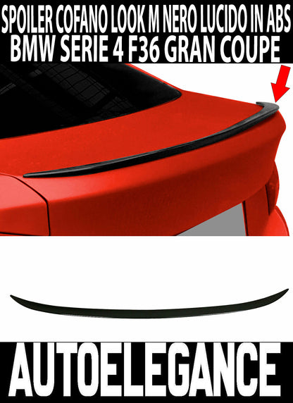BMW SERIE 4 F36 GRAN COUPE SPOILER POSTERIORE SUL COFANO M ABS NERO LUCIDO AUTOELEGANCERICAMBI