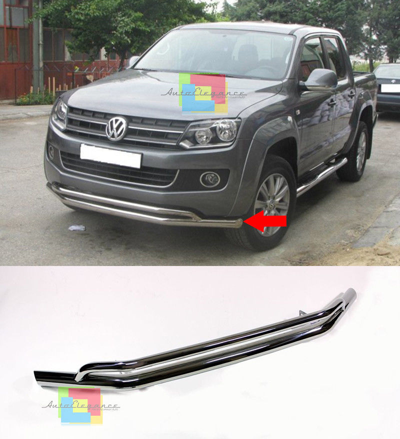 BULL BAR CROMATO VW AMAROK 2017+ SOTTO PARAURTI ANTERIORE ACCIAIO INOX AUTOELEGANCERICAMBI