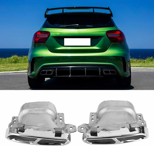 ADATTO PER MERCEDES CLASSE A W176 CLA W117 TERMINALI DI SCARICO LOOK AMG ACCIAIO INOX CROMATO AUTOELEGANCERICAMBI