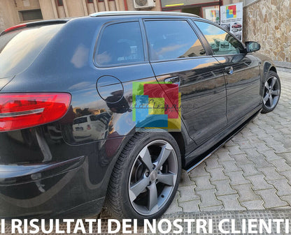 FLAPS UNDER SIDE SKIRTS AUDI A3 8P SPORTBACK ABS GLOSSY BLACK BLADES