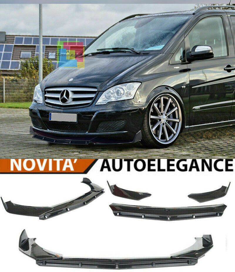 MERCEDES W639 VITO VIANO FRONT BUMPER SPLITTER GLOSS BLACK RS LOOK