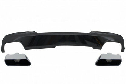 DIFFUSER &amp; EXHAUST TIPPER BMW 5 SERIES F10 F11 2011-2017 LOOK M-Tech 550i