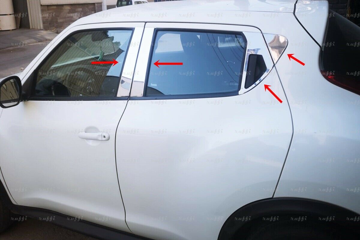 NISSAN JUKE 2010-2017 SET MODANATURE INTERNE FINESTRINI INOX CROMATO ADESIVE