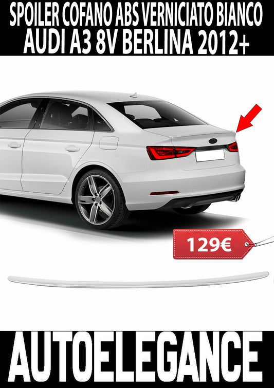 REAR BONNET SPOILER AUDI A3 8V SEDAN 2012+ LOOK S3 SLINE ABS PAINTED WHITE