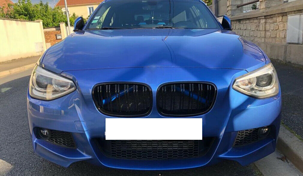 FRONT MUSTACHE GRILLE 1 SERIES F20 F21 2010-2015 M LOOK GLOSSY BLACK DOUBLE KIDNEY NEWS
