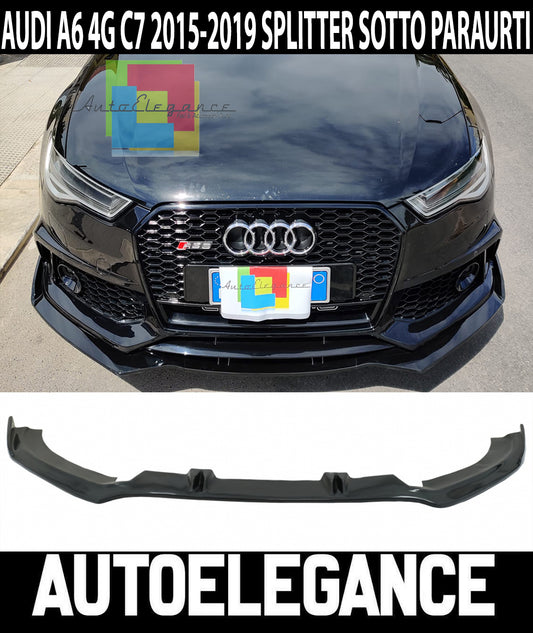 AUDI A6 4G C7 2015-2018 SPOILER SOTTO PARAURTI ANTERIORE RS6 ABS NERO SPLITTER AUTOELEGANCERICAMBI