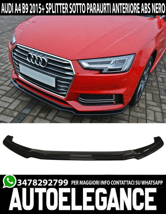 AUDI A4 8W B9 2015+ FRONT BUMPER SPLASH GUARD IN ABS RS LOOK BLACK SPLITTER