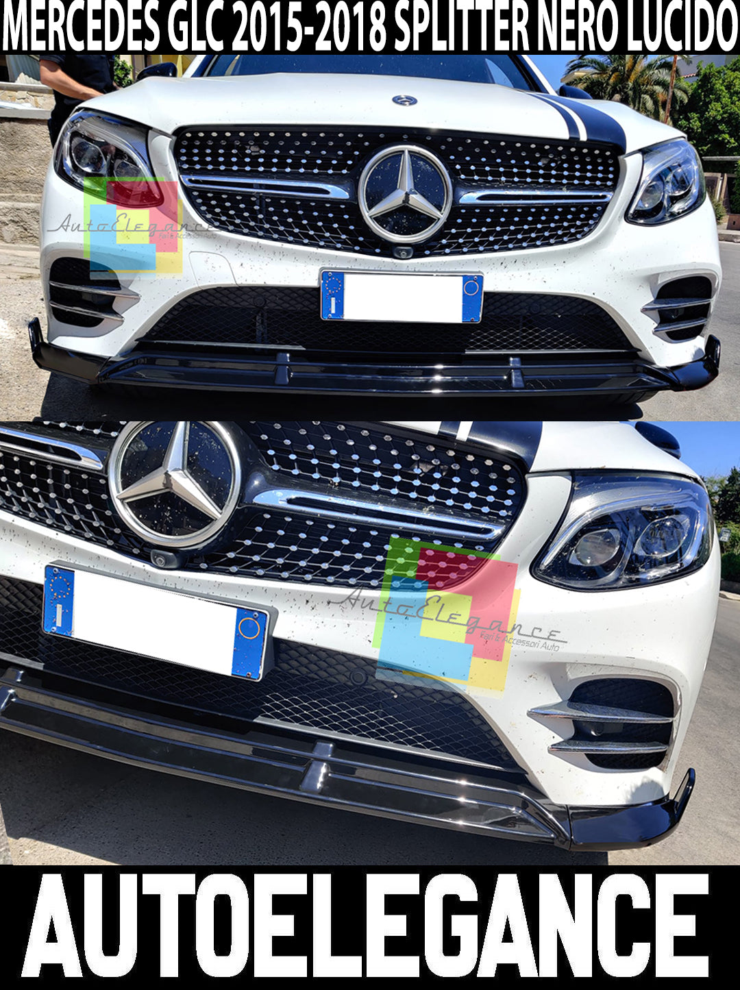 SPLITTER MERCEDES GLC 2015-2018 LIP GLOSSY BLACK UNDER BUMPER ABS AMG LOOK