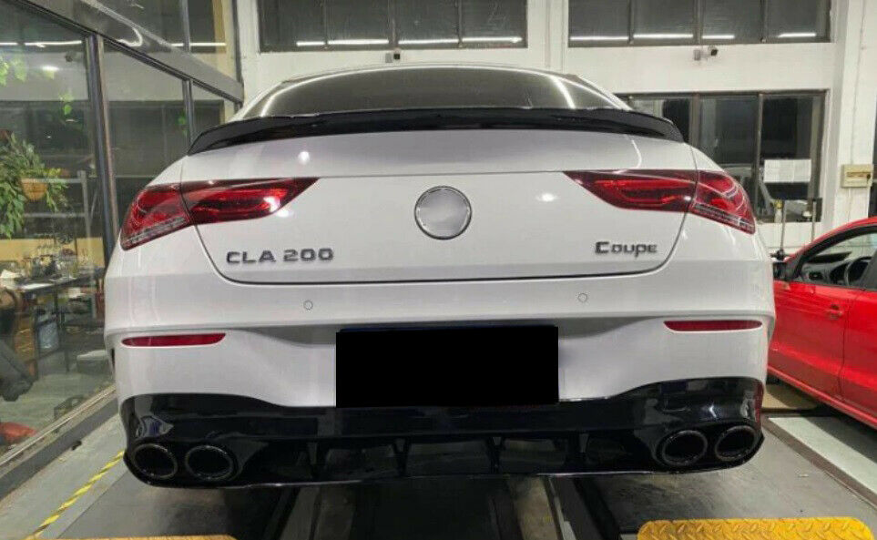 MERCEDES CLA W118 AMG REAR DIFFUSER WITH BLACK STAINLESS STEEL TIPPER A45