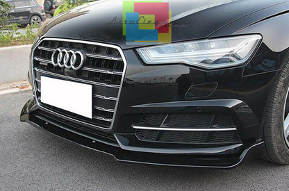 SPLITTER AUDI A6 4G 2015+ LAMA SOTTO PARAURTI ANTERIORE IN ABS NERO LUCIDO 0192