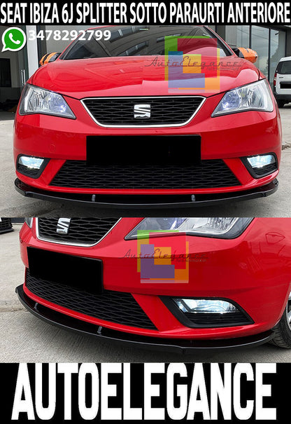 SEAT IBIZA 6J 2008-2017 FRONT BUMPER SPLITTER BLACK ABS BLADE