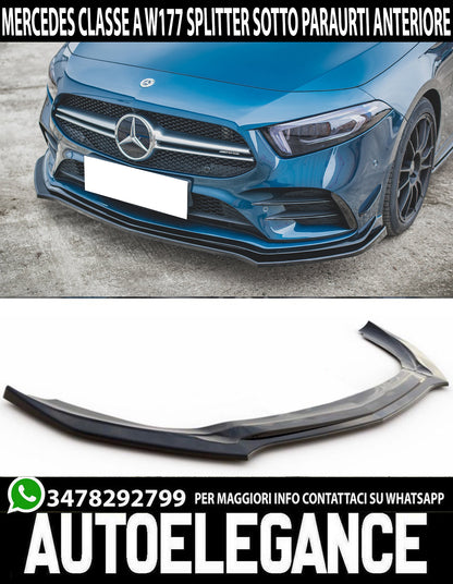 MERCEDES A-CLASS W177 2018+ FRONT BUMPER SPLITTER BLACK AMG A35