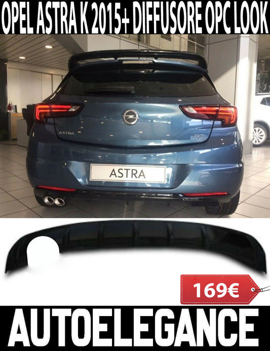 OPEL ASTRA K 2015-2018 REAR DIFFUSER ABS BLACK OPC UNDER LEFT BUMPER