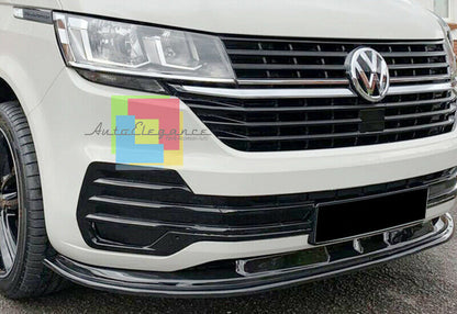 SPLITTER VW TRANSPORTER T6.1 FACELIFT UNDER FRONT BUMPER ABS GLOSSY BLACK BLADE