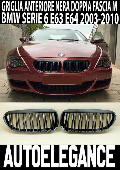 GRIGLIA ANTERIORE BMW SERIE 6 E63 E64 2004-2010 CALANDRA NERO DOPPIA FASCIA M