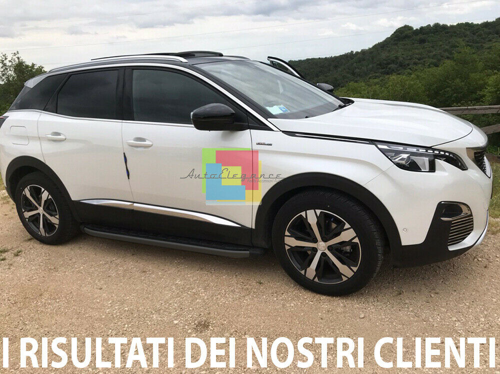 BLACK SIDE STEPS - PEUGEOT 3008 SUV 2016+ NON-SLIP DOOR PADS