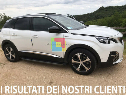 BLACK SIDE STEPS - PEUGEOT 3008 SUV 2016+ NON-SLIP DOOR PADS
