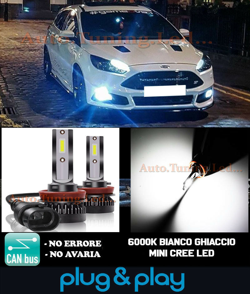 LAMPADE FENDINEBBIA A LED CREE FORD FOCUS MK3 CAMBUS BIANCO GHIACCIO 8000LM