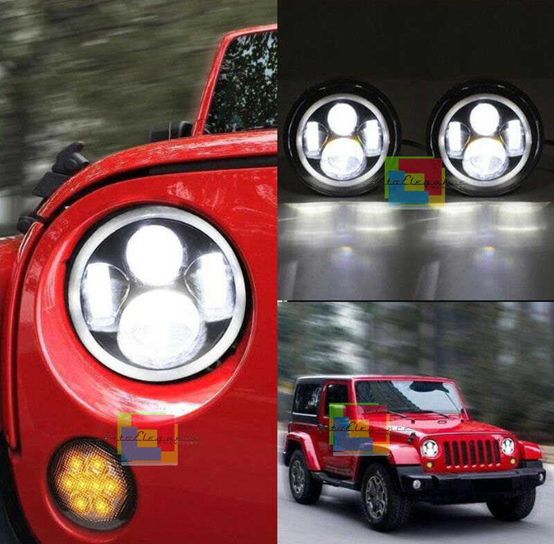 LAND ROVER DEFENDER 90/110 FARI ANTERIORI LED CON LUCI DIURNE ANGEL EYES