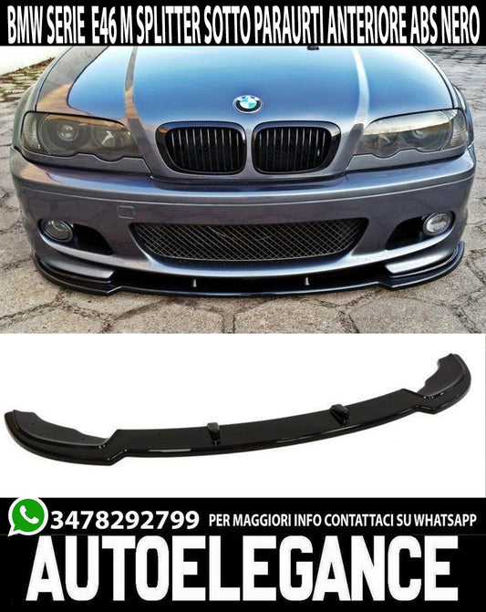 LAMA PER BMW SERIE 3 E46 M3 SOTTO PARAURTI ANTERIORE ABS NERO LUCIDO SPLITTER