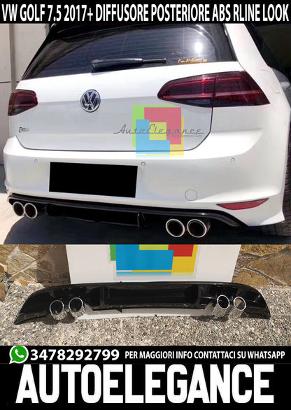 VW GOLF 7.5 2017-2020 DIFFUSORE POSTERIORE SOTTO PARAURTI TERMINALI LOOK R