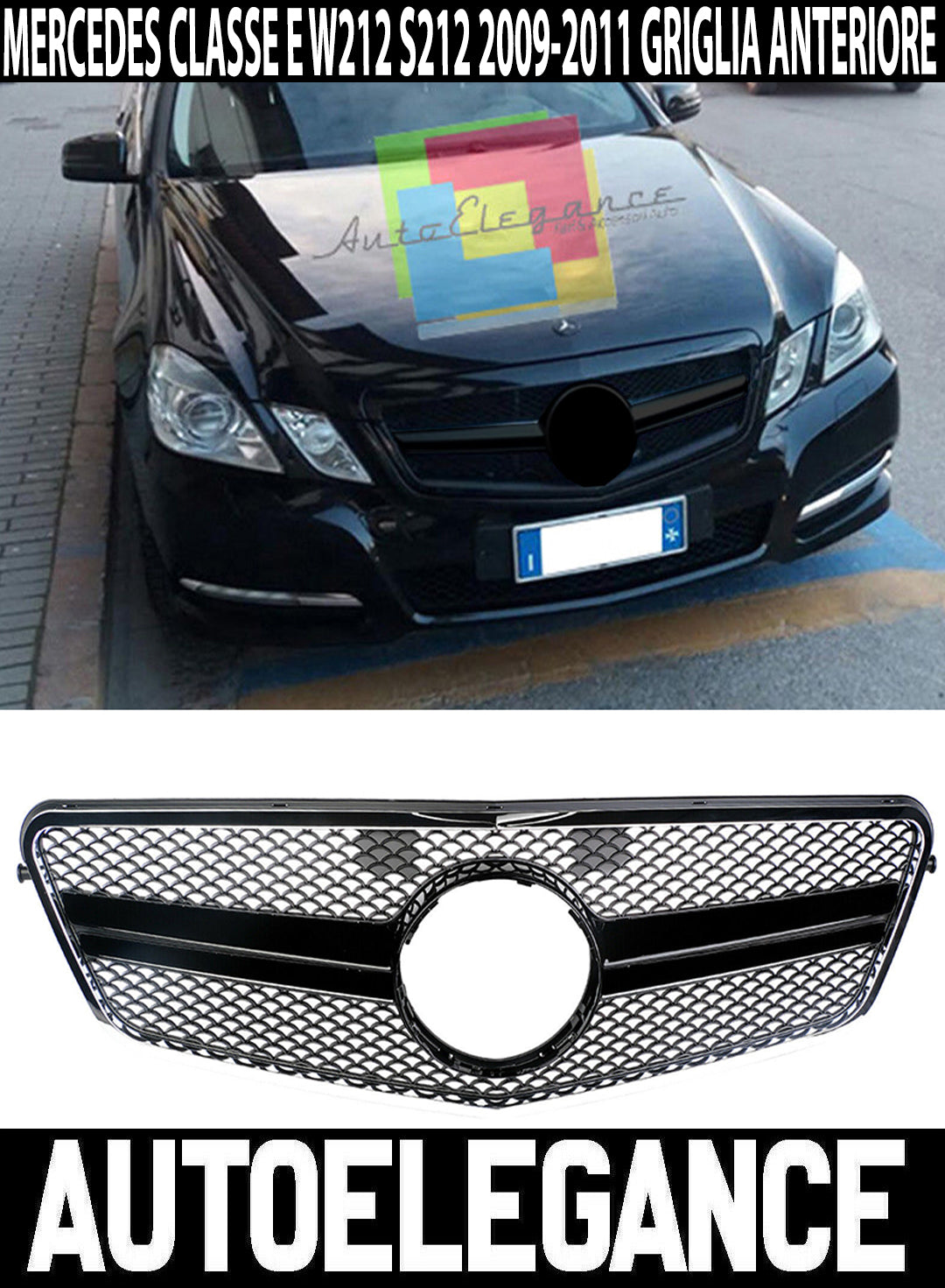 FRONT GRILLE MERCEDES E-CLASS W212 S212 2009-2012 BLACK AMG BLACK