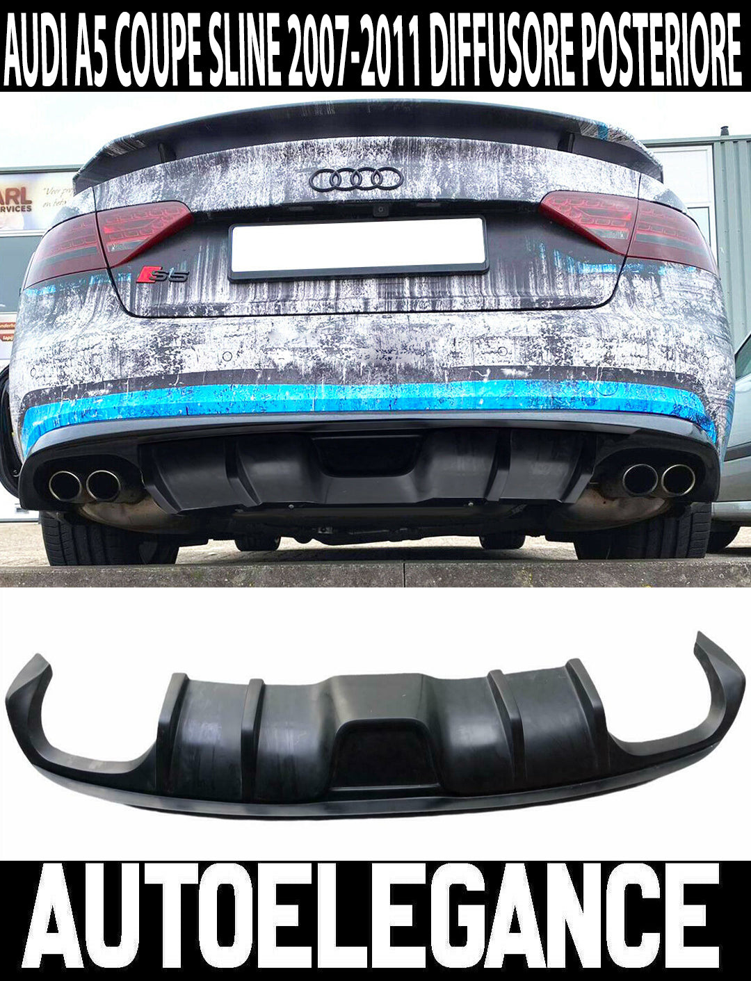 AUDI A5 COUPE 2007-2011 DIFFUSORE POSTERIORE S5 ADATTO SOLO A PARAURTI SLINE AUTOELEGANCERICAMBI