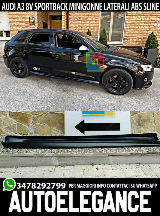 MINIGONNE LATERALI AUDI A3 8V 5 PORTE 2012-2019 SOTTO PORTA S3 SLINE ABS -