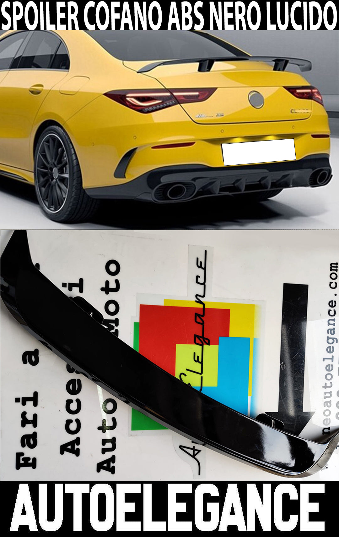 MERCEDES A-CLASS W177 REAR SPOILER BONNET WING ABS GLOSSY BLACK