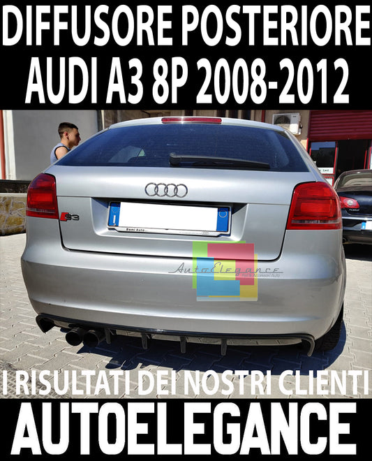 DIFFUSORE AUDI A3 S3 8P 2008-2012 FACELIFT SOTTO PARAURTI RS3 ABS NERO LUCIDO