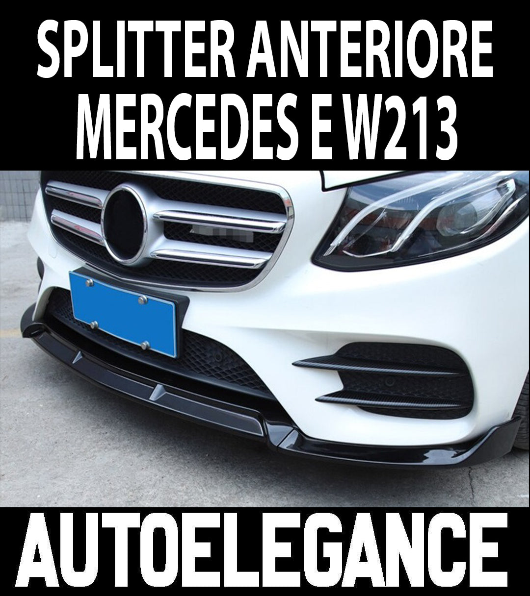 MERCEDES CLASSE E W213 S213 2016+ SPLITTER SOTTO PARAURTI ANTERIORE AMG NERO LUCIDO