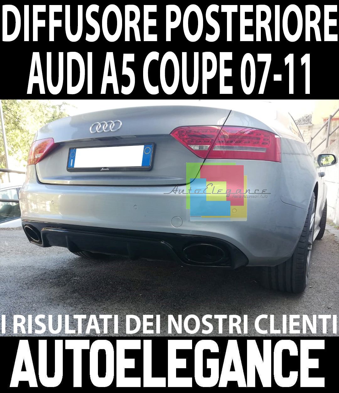 AUDI A5 COUPE 2007-2011 SPOILER DIFFUSORE RS5 POSTERIORE SOLO PER PARAURTI SLINE AUTOELEGANCERICAMBI