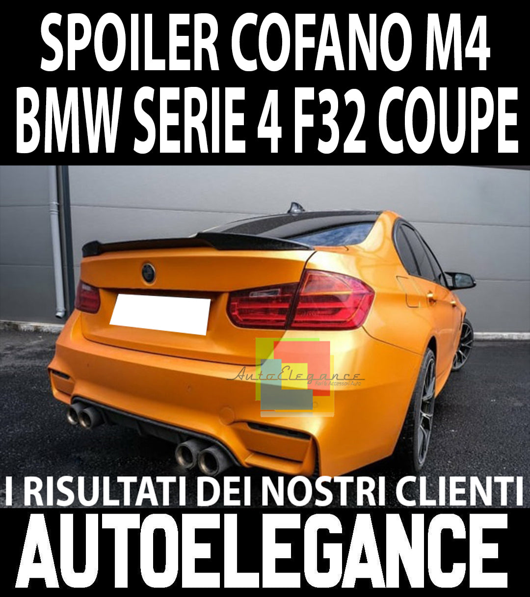 BMW SERIE 4 F32 DAL 2013+ SPOILER POSTERIORE SUL COFANO ABS LOOK M4 NERO AUTOELEGANCERICAMBI