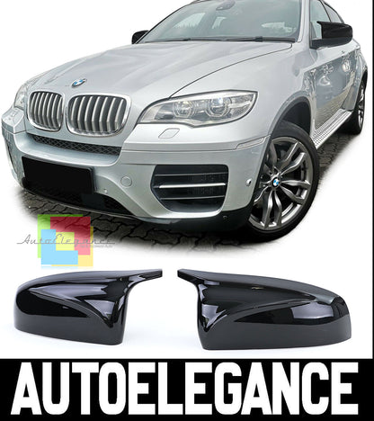 BMW X5 E70 X6 E71 SPECCHI SOSTITUTIVI CALOTTE SPECCHIETTI NERO LUCIDO LOOK M AUTOELEGANCERICAMBI