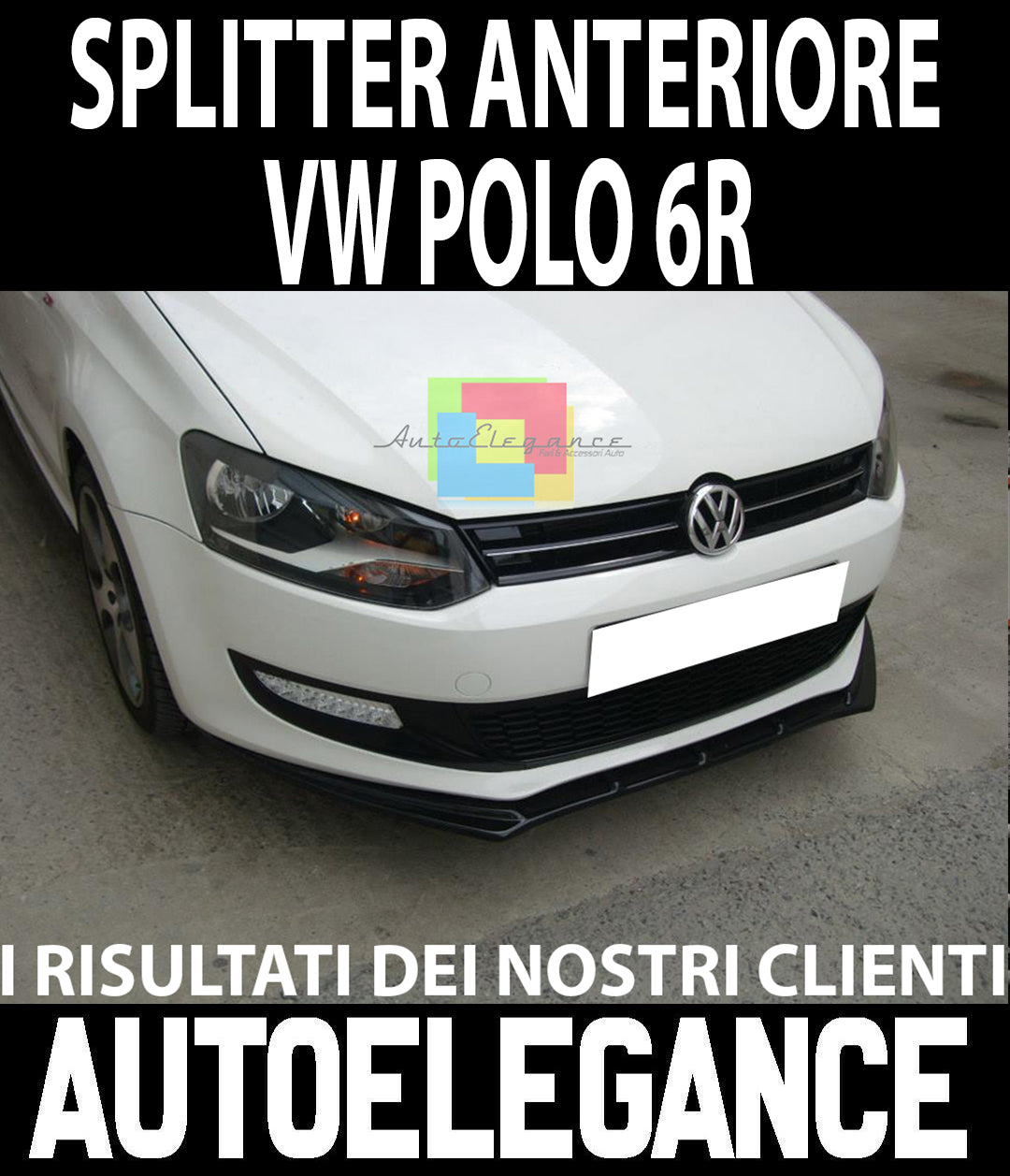 LIP SPOILER SOTTO PARAURTI ANTERIORE PER VW POLO 6R 6C 2009-2016 ABS SPLITTER