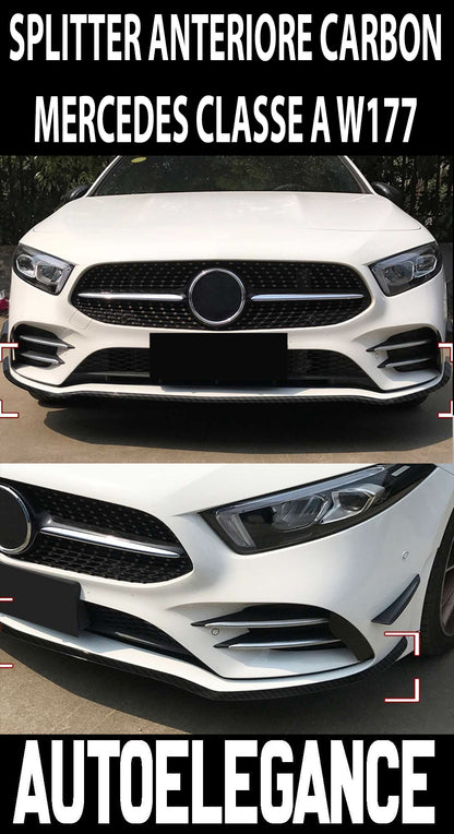 MERCEDES CLASSE A W177 2018+ SPLITTER PARAURTI ANTERIORE CARBONIO LOOK AMG