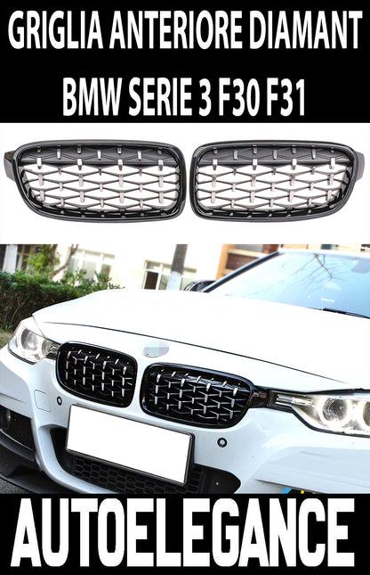 BMW SERIE 3 F30 F31 GRIGLIA ANTERIORE LOOK M DIAMANT EXCLUSIVE AUTOELEGANCERICAMBI