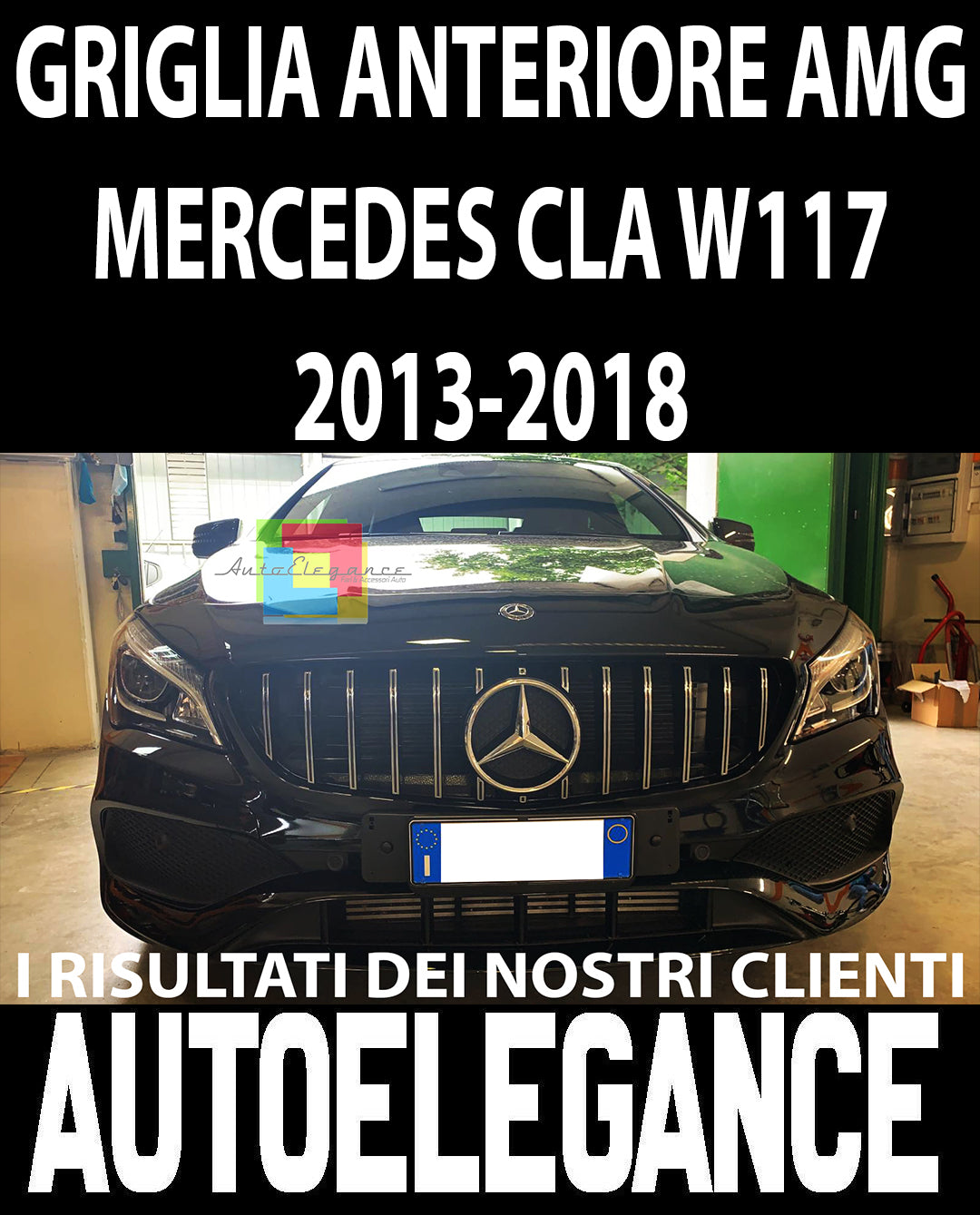 AUTOELEGANCETUNING - AUTOELEGANCETUNING - GRIGLIA ANTERIORE MERCEDES CLASSE  A W177 MASCHERINA AMG PANAMERICANA BLACK