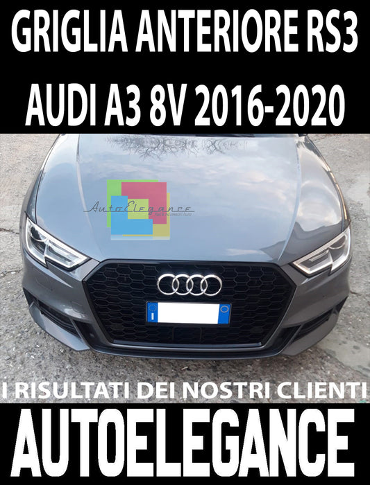 GRIGLIA ANTERIORE AUDI A3 8V 2017+ CALANDRA RS3 NIDO D&apos;APE NERA NO LOGO