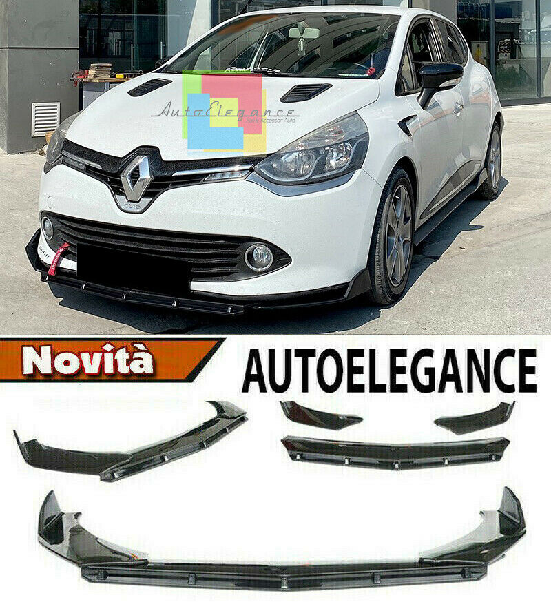 RENAULT CLIO IV MK4 ABS FRONT BUMPER BLADE RS LOOK BLACK SPLITTER