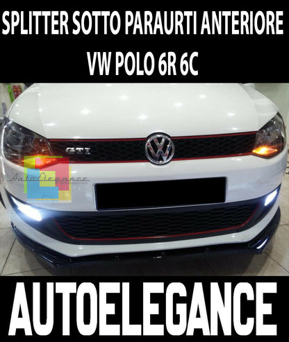 VW POLO 6R 6C 2009 AL 2016 LIP SPOILER SOTTO PARAURTI ANTERIORE ABS NERO .-