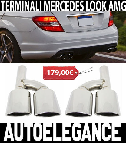MERCEDES BENZ C-CLASS W204 S204 SPORT EXHAUST PIPELINES AMG LOOK