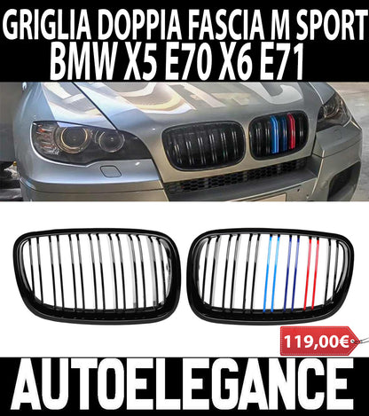 BMW X6 E71 X5 E70 GRIGLIA ANTERIORE DOPPIA FASCIA M 3 COLORI AUTOELEGANCERICAMBI