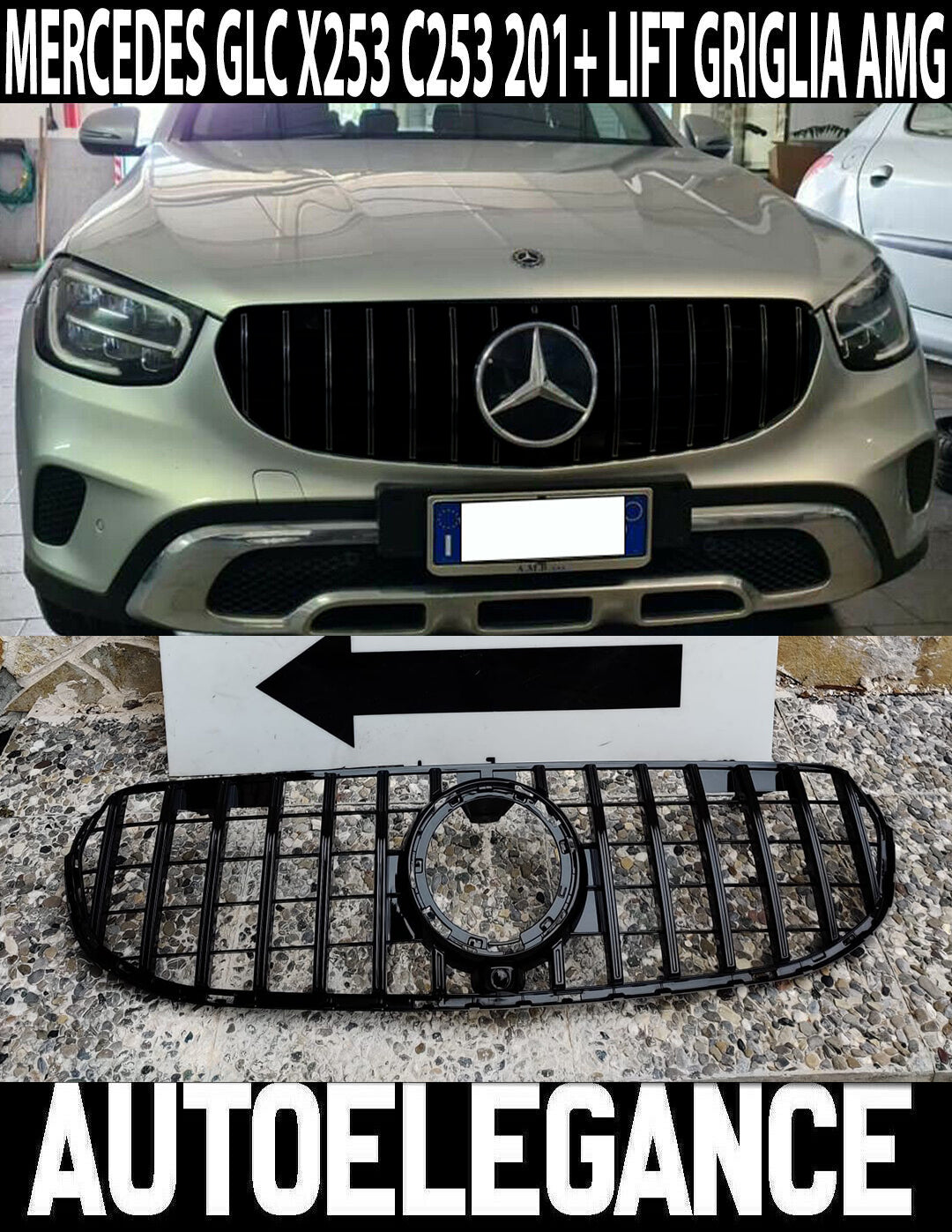 FRONT GRILLE MERCEDES GLC C253 X253 2019+ FACELIFT PROFILES BLACK AMG BLACK