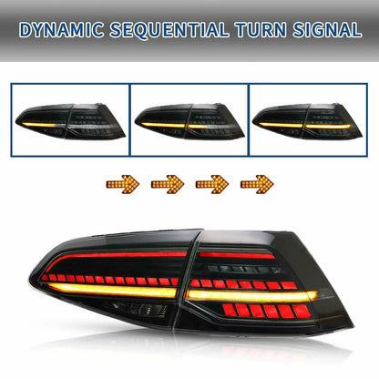 VW GOLF 7 7.5 VII 2012-2019 BLACK DYNAMIC LED REAR LIGHTS